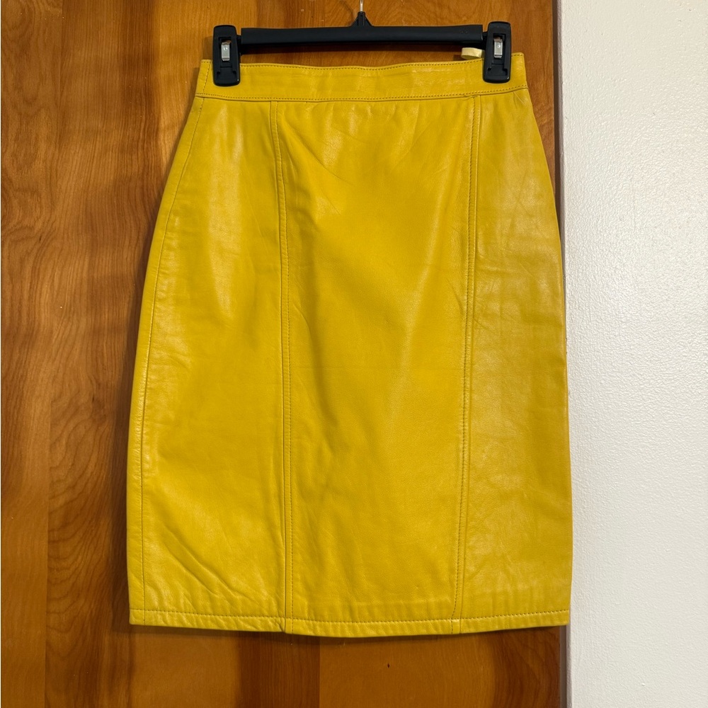 Vintage Yellow Leather Skirt